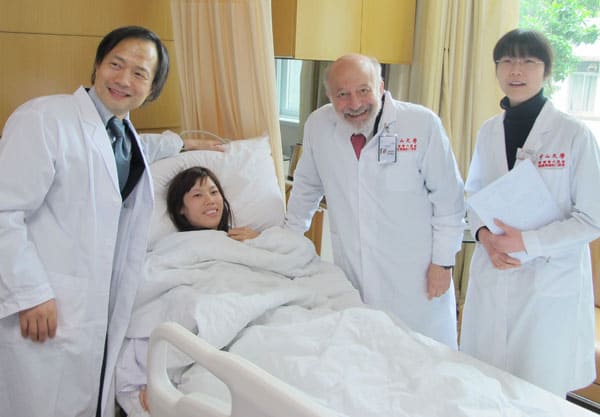 Dr. Silber, Dr. Zhang and Dr. Liang with ovary transplant recipient.