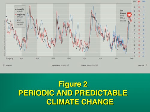 Figure 2: Global temperature independent of man spikes every 100,000 years which encourages the evolution of sex chromosomes to assure a balanced sex ratio.